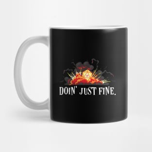 Doin Just Fine Dark Humor D20 Dice Critical Hit Mug